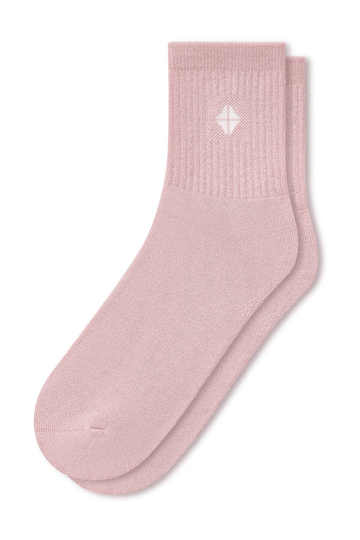 Adult Crew Socks in Blush laying flat on a white background.