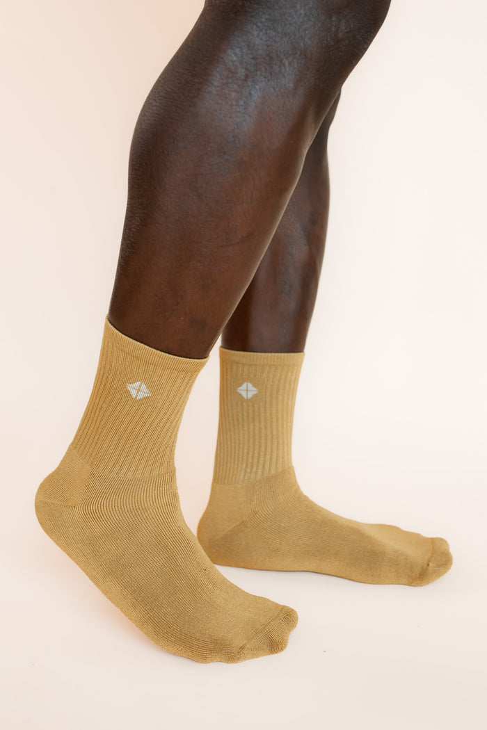 Adult Crew Socks in Ochre