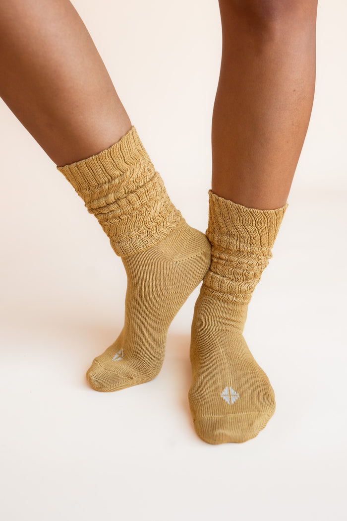 Adult Scrunch Socks in Ochre