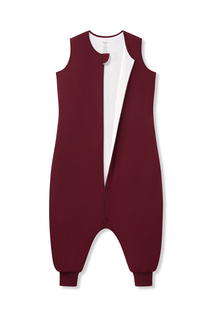 Adult Sleep Bag Walker in Burgundy shown unzipped on a white background