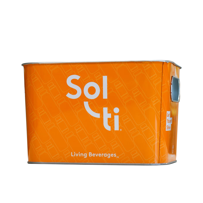 Orange Aluminum Ice Bucket with white Sol-ti logo shown against a light background