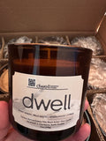 Amber Glass Candle- dwell: smoky embers, palo santo, sandalwood, cypress