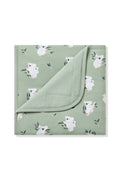 Baby Blanket with the corner flipped down showing the green backing