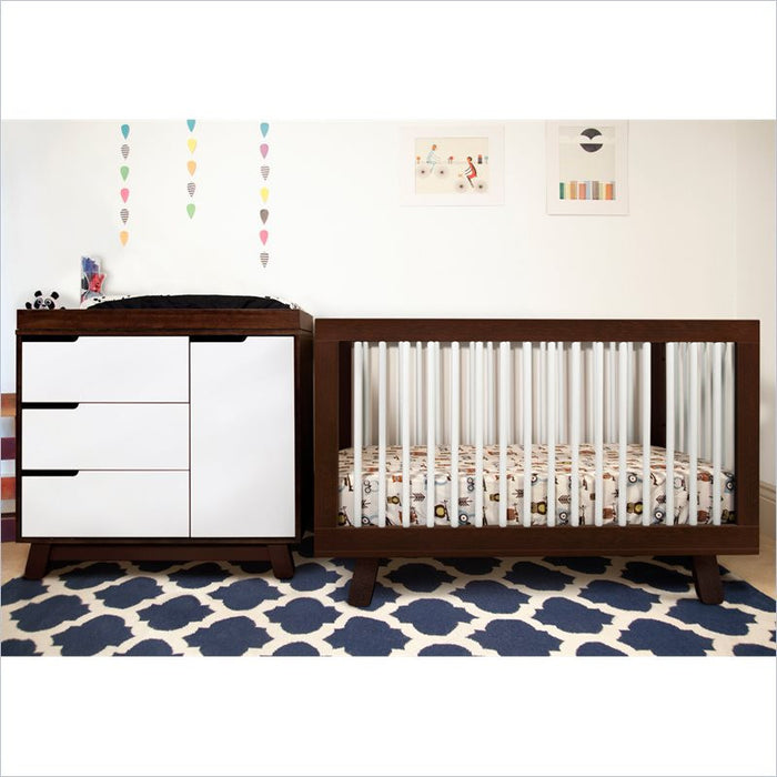 Babyletto Hudson 2 Piece 3-in-1 Convertible Crib Set in White/Espresso