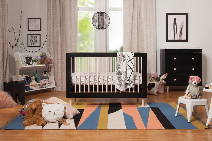 Babyletto Lolly 3-in-1 Convertible Crib in Black and Washed Natural