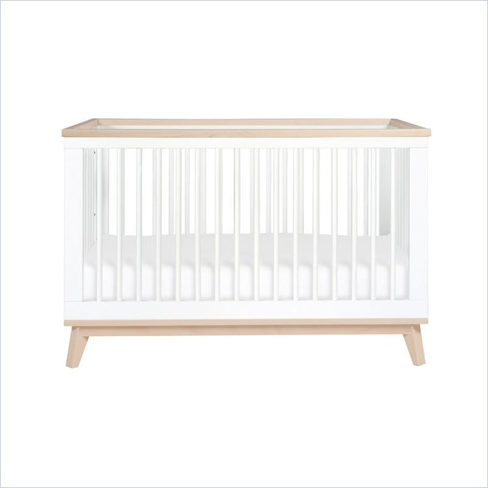 Babyletto Scoot 3-in-1 Convertible Crib in White and Washed Natural Finish