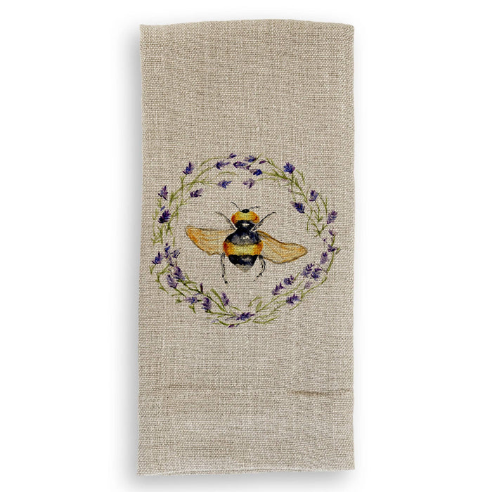 Bee with Lavender Wreath: Dishtowel / -