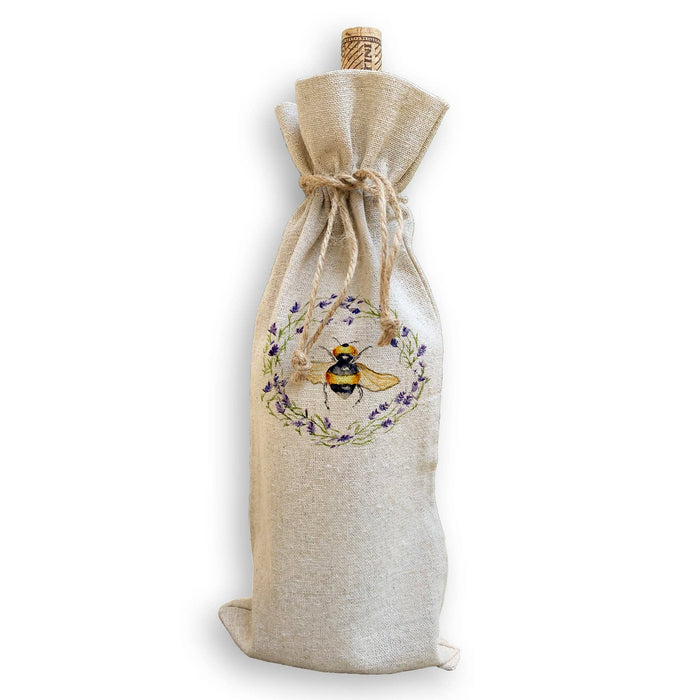 Bee with Lavender Wreath: Dishtowel / -
