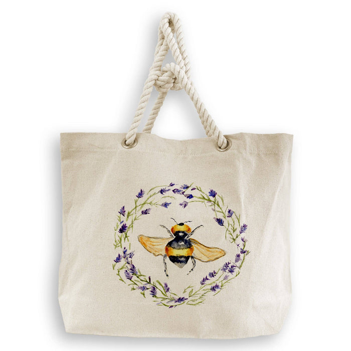 Bee with Lavender Wreath: Dishtowel / -
