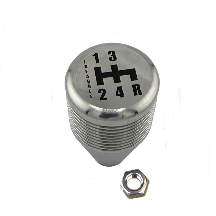 Billet Aluminum Transmission Shifter Knob, Raw, 4-speed, Rev Down