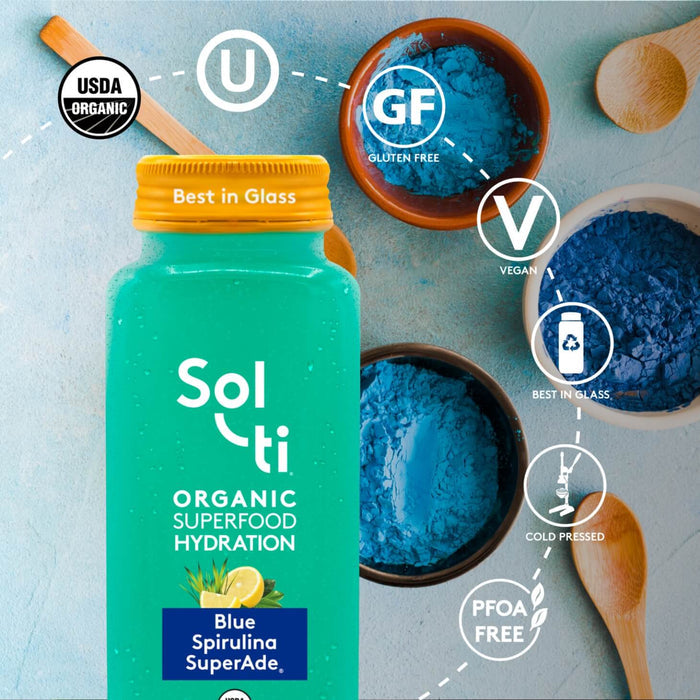 Blue Spirulina SuperAde; USDA Organic, kosher, gluten-free, vegan, glass bottle, cold-pressed, PFAS FREE