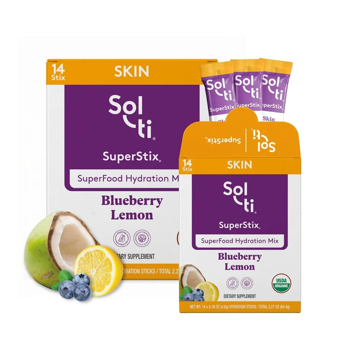 Sol-ti SuperStix Blueberry Lemon with boxes, sticks, blueberries & lemon
