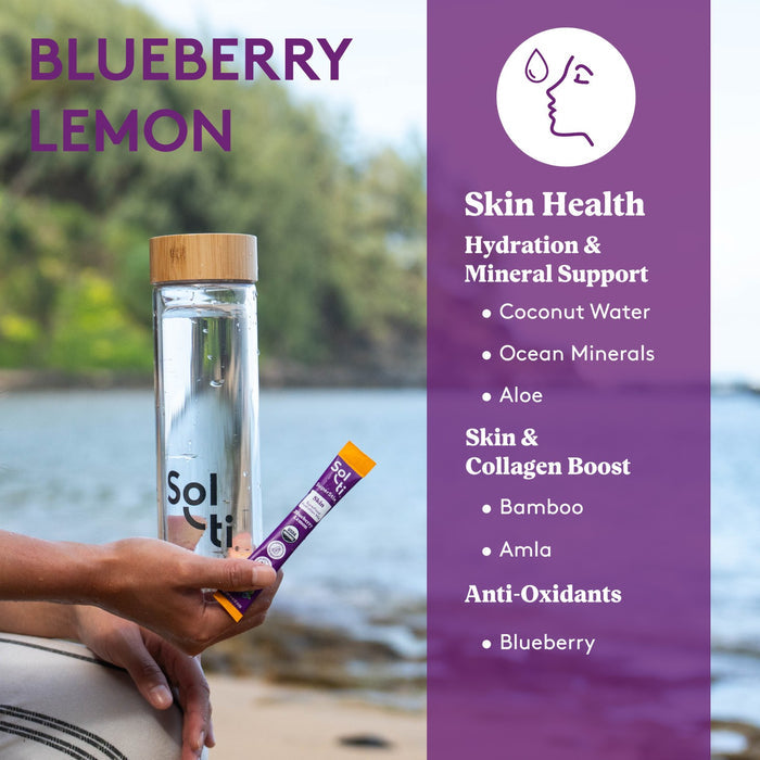 Sol-ti SuperStix Blueberry, benefits: Hydration and mineral support, Skin and collagen boost and Anti-Oxidants