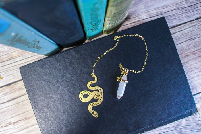 Celestial Snake Gold Chain Bookmark With Tassel or Crystal