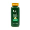 Sol-ti Chlorophyll Aloe SuperAde glass bottle with a transparent front label, in light background
