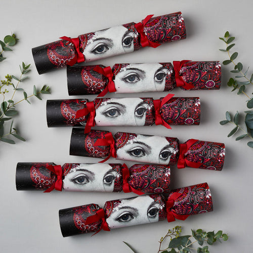 "Christmas Lady" Luxury Candle Christmas Crackers by Chase and Wonder, hand-rolled luxury crackers with illustrated design