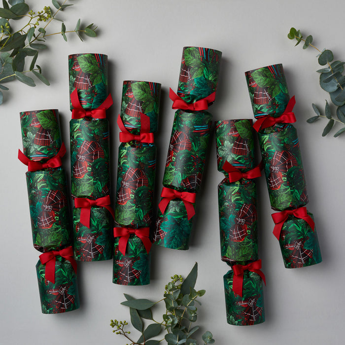 "Christmas Wreath" Luxury Candle Christmas Crackers by Chase and Wonder, hand-rolled luxury crackers with illustrated design