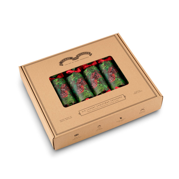 "Christmas Wreath" Luxury Candle Christmas Crackers luxury Christmas crackers by Chase and Wonder, hand-rolled in Cheshire