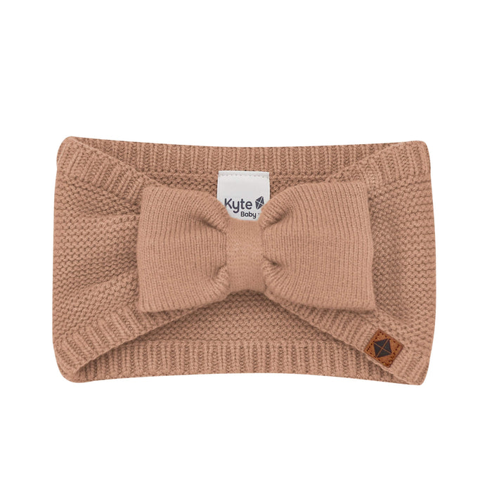 Product photo of the Chunky Knit Adult Bow Headband in Latte