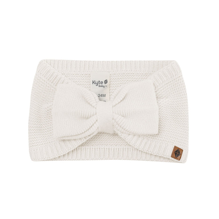 Product photo of the Chunky Knit Adult Bow Headband in Oat