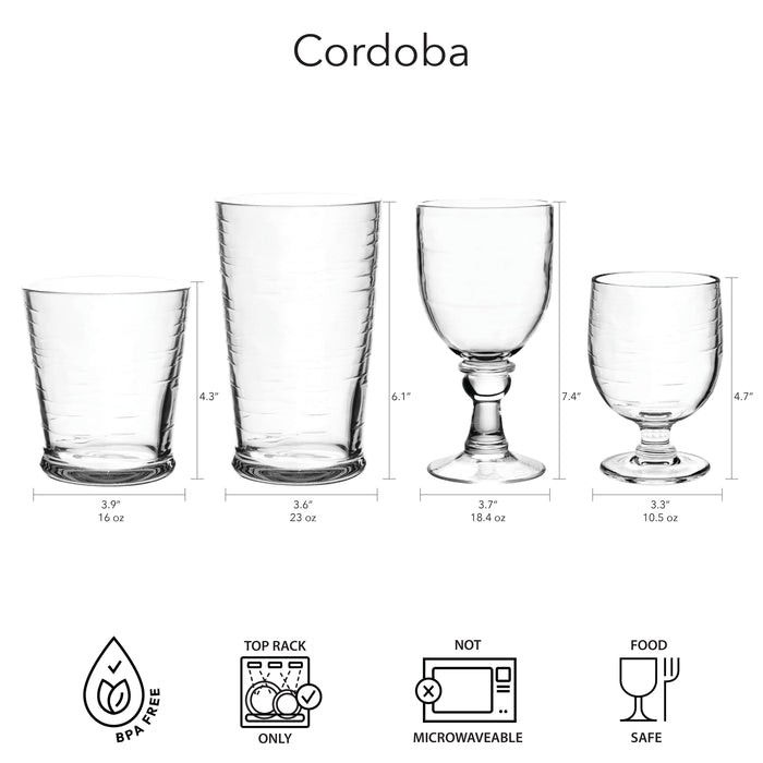Cordoba Clear Shatterproof Plastic Drinkware Collection: Stacking Goblet