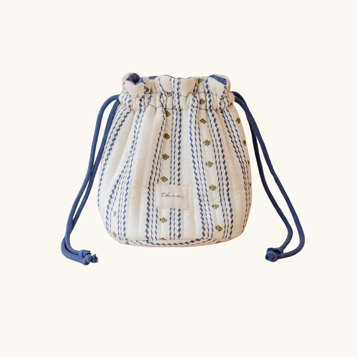 Cotton Wash Bag in Navy Ditsy Floral