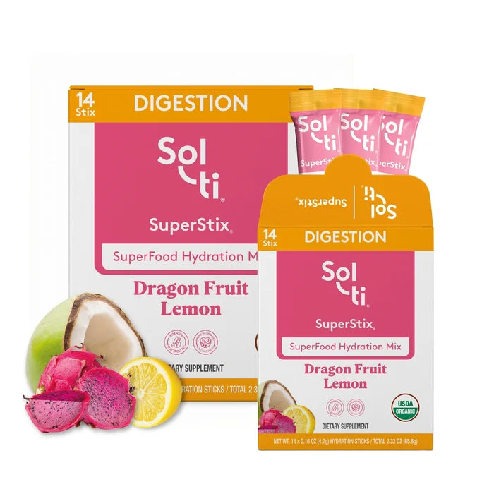 Sol-ti SuperStix Dragon Fruit Lemon with boxes, sticks, dragon fruit & lemon
