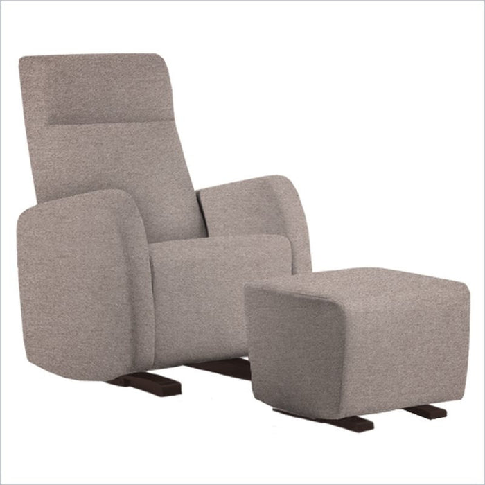 Dutailier Etna Upholstered Espresso Glider Chair in Cloud