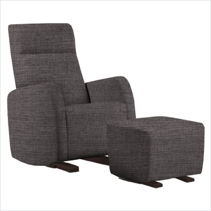 Dutailier Etna Upholstered Espresso Glider Chair in Pebble