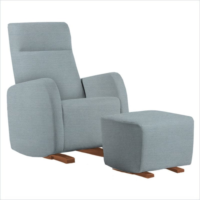 Dutailier Etna Upholstered Harvest Glider Chair in Blue