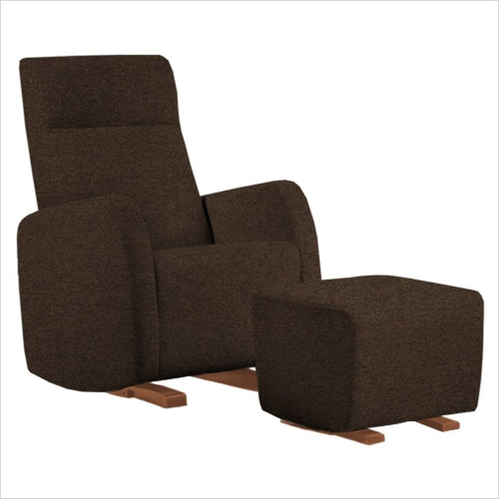 Dutailier Etna Upholstered Harvest Glider Chair in Chocolate