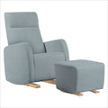 Dutailier Etna Upholstered Natural Glider Chair in Blue