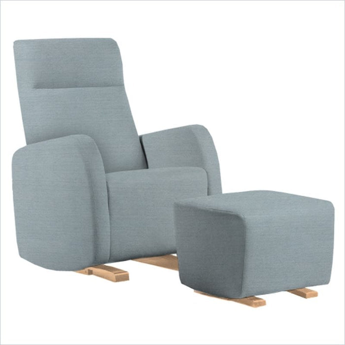 Dutailier Etna Upholstered Natural Glider Chair in Blue