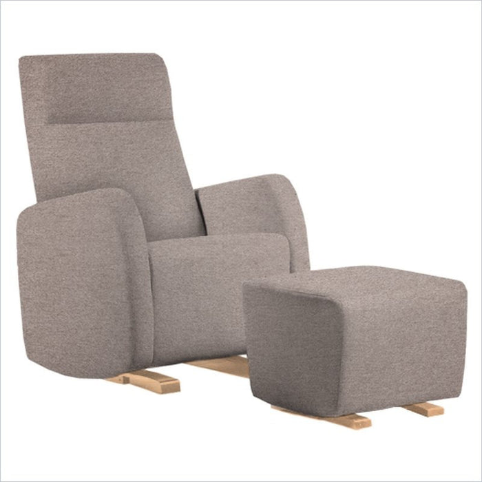 Dutailier Etna Upholstered Natural Glider Chair in Cloud