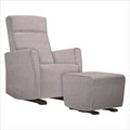Dutailier Fogo Upholstered Espresso Glider Chair in Snow