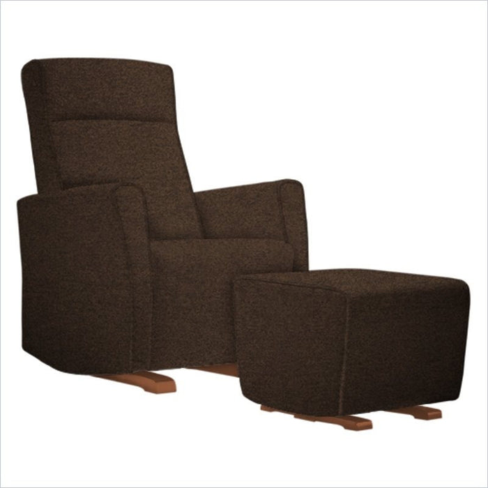 Dutailier Fogo Upholstered Harvest Glider Chair in Chocolate