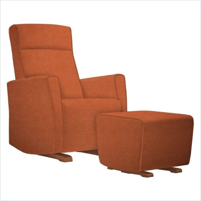 Dutailier Fogo Upholstered Harvest Glider Chair in Orange