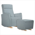 Dutailier Fogo Upholstered Natural Glider Chair in Blue