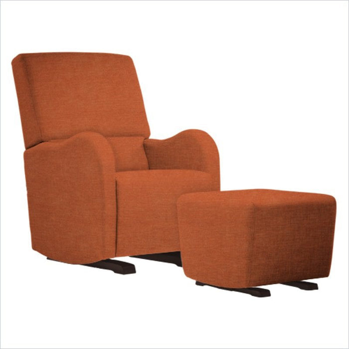 Dutailier Laki Upholstered Espresso Glider Chair in Orange