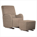 Dutailier Laki Upholstered Espresso Glider Chair in Wheat