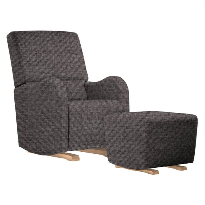 Dutailier Laki Upholstered Natural Glider Chair in Pebble
