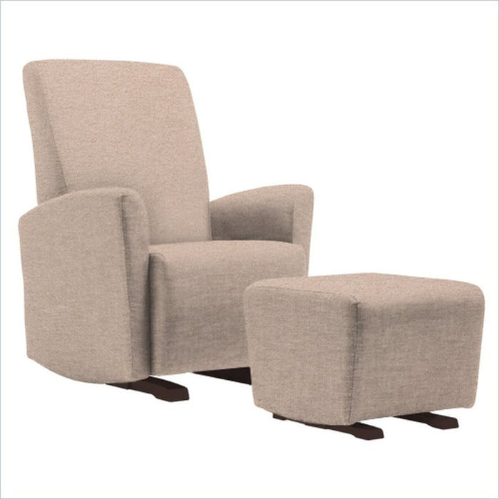 Dutailier Pico Upholstered Espresso Glider Chair in Sand