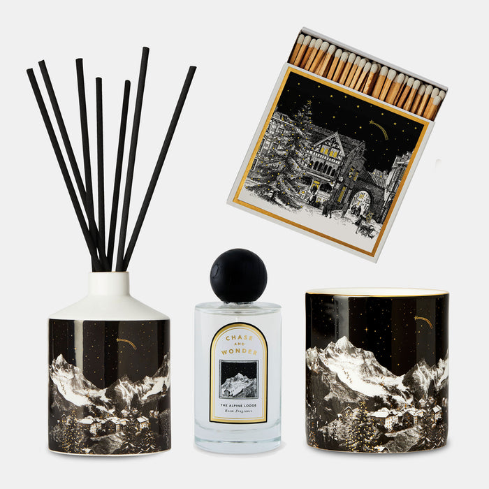 For Skiiers - The Alpine Lodge Gift Set gift set, contents displayed alongside the luxury gift box