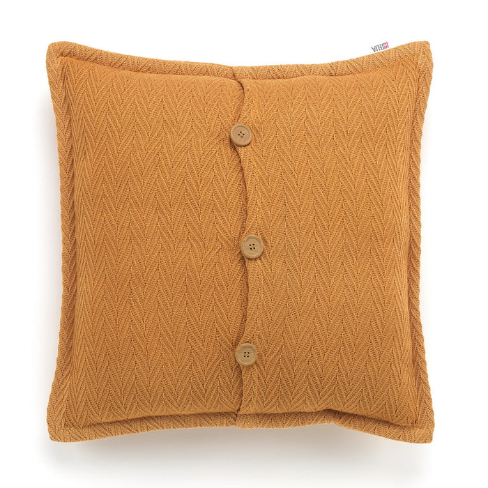 Funda de cojín Maia mostaza cojín 50x50 cierre con botones