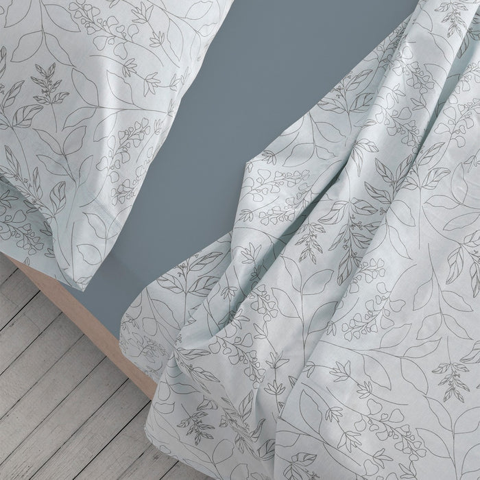 Juego de sábanas estampado Circe acero, detalle