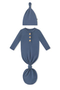 Knotted Day Gown with Hat Set in Oxford on a white background