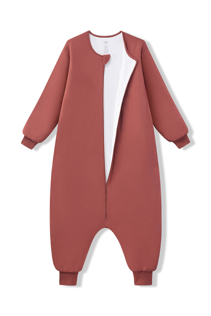 Long Sleeve Adult Sleep Bag Walker in Ember shown unzipped on a white background