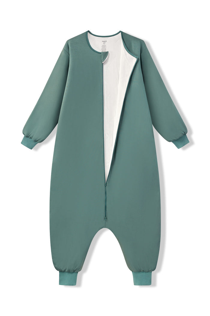 Long Sleeve Adult Sleep Bag Walker in Pine shown unzipped on a white background