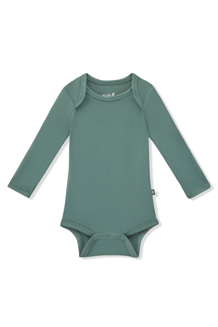 Long Sleeve Bodysuit in Pine on a white background