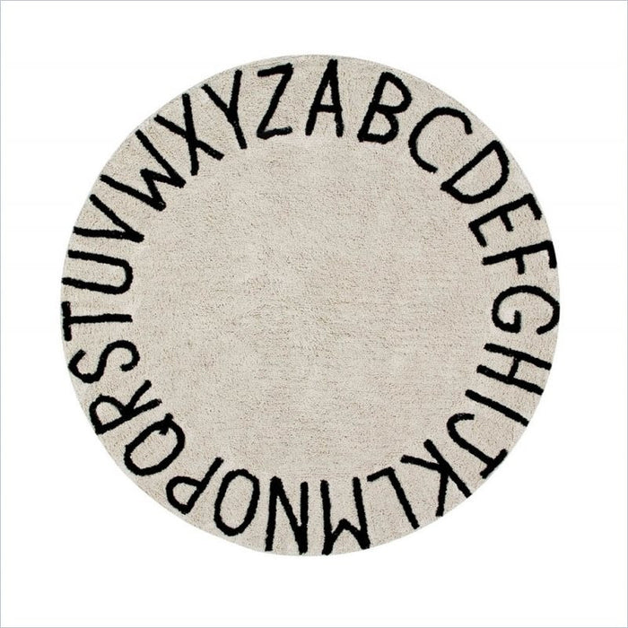 Lorena Canals Washable Round Rug in ABC Natural and Black